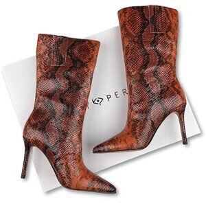 Katy Perry Collection Snake Print Stiletto Boots – Brown/Black – Size 5